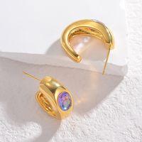 1 Pair Elegant Vintage Style Color Block Plating Inlay 304 Stainless Steel Gradient Zircon 18K Gold Plated Ear Studs main image 4