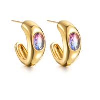 1 Pair Elegant Vintage Style Color Block Plating Inlay 304 Stainless Steel Gradient Zircon 18K Gold Plated Ear Studs main image 5