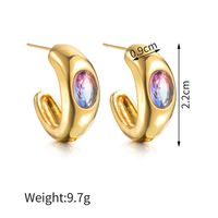 1 Pair Elegant Vintage Style Color Block Plating Inlay 304 Stainless Steel Gradient Zircon 18K Gold Plated Ear Studs main image 2