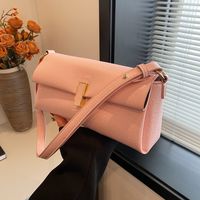 Women's Pu Leather Solid Color Classic Style Sewing Thread Lock Clasp Shoulder Bag main image 3