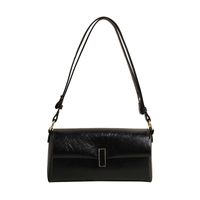 Women's Pu Leather Solid Color Classic Style Sewing Thread Lock Clasp Shoulder Bag sku image 1