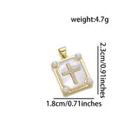 1 Piece Copper Zircon 18K Gold Plated Cross Pendant sku image 8