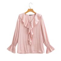 Femmes Chemisière Manche Longue Blouses Bouton Style Simple Couleur Unie main image 6