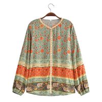 Women's Blouse Long Sleeve Blouses Printing Button Vacation Ditsy Floral main image 3