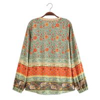 Women's Blouse Long Sleeve Blouses Printing Button Vacation Ditsy Floral main image 4