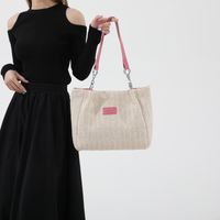 Femmes Pu + De Paille Couleur Unie Style Vintage Style Classique Tisser Fil À Coudre Fermeture Éclair Sac D'Épaule main image 3