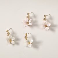 1 Pair Modern Style Sweet Flower Plating Inlay Alloy Rhinestones 14K Gold Plated Drop Earrings main image 5