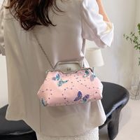 Women's Mesh Pu Solid Color Vintage Style Sewing Thread Clipped Button Handbag sku image 2