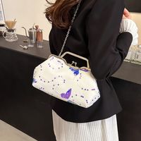 Mujeres Malla Pu Color Sólido Estilo Vintage Hilo De Coser Botón Cortado Bolso sku image 3