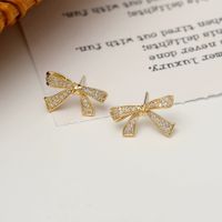1 Pair Sweet Simple Style Butterfly Plating Inlay Copper Zircon 18K Gold Plated Ear Studs main image 2
