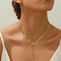 304 Stainless Steel 14K Gold Plated IG Style Elegant Korean Style Polishing Butterfly Double Layer Necklaces Necklace main image 9