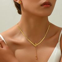 Edelstahl 304 14 Karat Vergoldet IG-Stil Elegant Koreanische Art Polieren Schmetterling Doppellagige Halsketten Halskette main image 8
