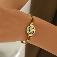 Vintage Style Tree 304 Stainless Steel 14K Gold Plated Rhinestones Bracelets In Bulk main image 4