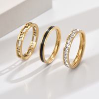 304 Stainless Steel 14K Gold Plated Classic Style Hollow Out Inlay Geometric Artificial Rhinestones Rings main image 1