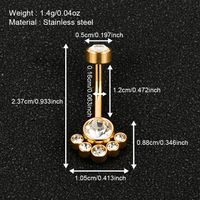1 Piece Belly Rings Simple Style Solid Color 302 Stainless Steel 316 Stainless Steel  Polishing Plating Inlay Diamond 18K Gold Plated Belly Rings main image 4