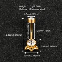 1 Piece Belly Rings Simple Style Solid Color 302 Stainless Steel 316 Stainless Steel  Polishing Plating Inlay Diamond 18K Gold Plated Belly Rings main image 6