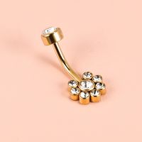 1 Piece Belly Rings Simple Style Solid Color 302 Stainless Steel 316 Stainless Steel  Polishing Plating Inlay Diamond 18K Gold Plated Belly Rings sku image 5