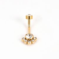 1 Piece Belly Rings Simple Style Solid Color 302 Stainless Steel 316 Stainless Steel  Polishing Plating Inlay Diamond 18K Gold Plated Belly Rings sku image 4