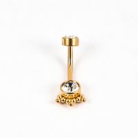 1 Piece Belly Rings Simple Style Solid Color 302 Stainless Steel 316 Stainless Steel  Polishing Plating Inlay Diamond 18K Gold Plated Belly Rings sku image 2