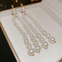 1 Pair Casual Elegant Pearl Inlay Imitation Pearl Sterling Silver Pearl Drop Earrings sku image 1