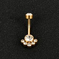 1 Piece Belly Rings Simple Style Solid Color 302 Stainless Steel 316 Stainless Steel  Polishing Plating Inlay Diamond 18K Gold Plated Belly Rings main image 1
