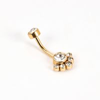 1 Piece Belly Rings Simple Style Solid Color 302 Stainless Steel 316 Stainless Steel  Polishing Plating Inlay Diamond 18K Gold Plated Belly Rings main image 2