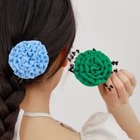 Women's Sweet Solid Color Flower Cloth Flowers Hair Clip main image 3