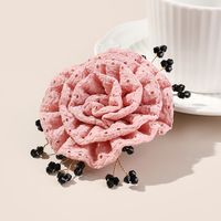 Women's Sweet Solid Color Flower Cloth Flowers Hair Clip sku image 5