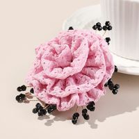 Women's Sweet Solid Color Flower Cloth Flowers Hair Clip sku image 2