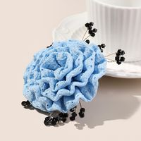 Women's Sweet Solid Color Flower Cloth Flowers Hair Clip sku image 6