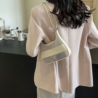 Women's Pu Leather Solid Color Preppy Style Classic Style Sewing Thread Zipper Underarm Bag sku image 2