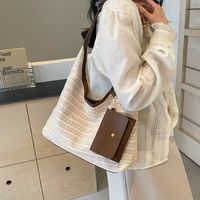 Women's Straw Solid Color Punk Beach Weave Sewing Thread Square Magnetic Buckle Shoulder Bag main image 2