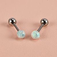 1 Pair Shiny Solid Color Polishing 201 Stainless Steel Gem Ear Studs sku image 1