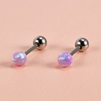 1 Pair Shiny Solid Color Polishing 201 Stainless Steel Gem Ear Studs sku image 2