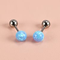 1 Pair Shiny Solid Color Polishing 201 Stainless Steel Gem Ear Studs sku image 5