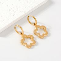 1 Pair Cute Sweet Flower Plating 304 Stainless Steel 18K Gold Plated Drop Earrings main image 2