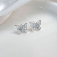 1 Pair Vintage Style Sweet Heart Shape Flower Butterfly Copper Inlay Rhinestones Earrings sku image 6