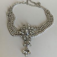 Kupfer Versilbert Glam Retro Luxuriös Inlay Blume Künstliche Perlen Strasssteine Geschichtete Halskette sku image 1