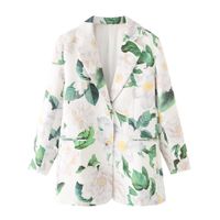 Femmes Manche Longue Blazers Impression Poche Vêtement De Rue Feuilles Fleur main image 6