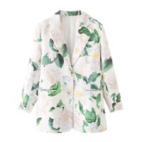 Women's Long Sleeve Blazers Printing Pocket Streetwear Leaves Flower main image 1