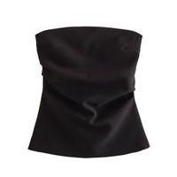 Women's Wrap Crop Top Tank Tops Pleated Sexy Solid Color main image 2