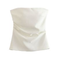 Women's Wrap Crop Top Tank Tops Pleated Sexy Solid Color main image 3