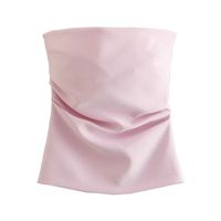 Women's Wrap Crop Top Tank Tops Pleated Sexy Solid Color main image 4