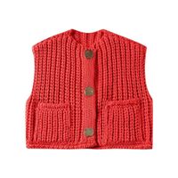 Women's Sleeveless Sweaters & Cardigans Pocket Rib-Knit Streetwear Solid Color main image 3