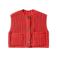 Women's Sleeveless Sweaters & Cardigans Pocket Rib-Knit Streetwear Solid Color main image 5