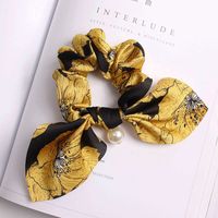 Women's Elegant Retro Artistic Argyle Chains Print Cloth Printing Hair Tie sku image 7