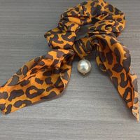 Women's Elegant Retro Artistic Argyle Chains Print Cloth Printing Hair Tie sku image 2