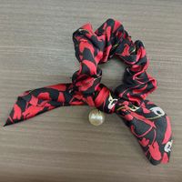 Women's Elegant Retro Artistic Argyle Chains Print Cloth Printing Hair Tie sku image 5