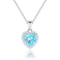 Sterling Silver Sweet Simple Style Inlay Heart Shape High Carbon Diamond Pendant Necklace sku image 2