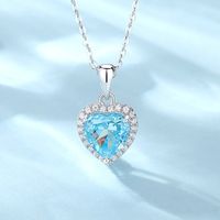 Sterling Silver Sweet Simple Style Inlay Heart Shape High Carbon Diamond Pendant Necklace main image 3